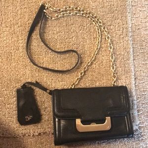 DVF blk leather crossbody